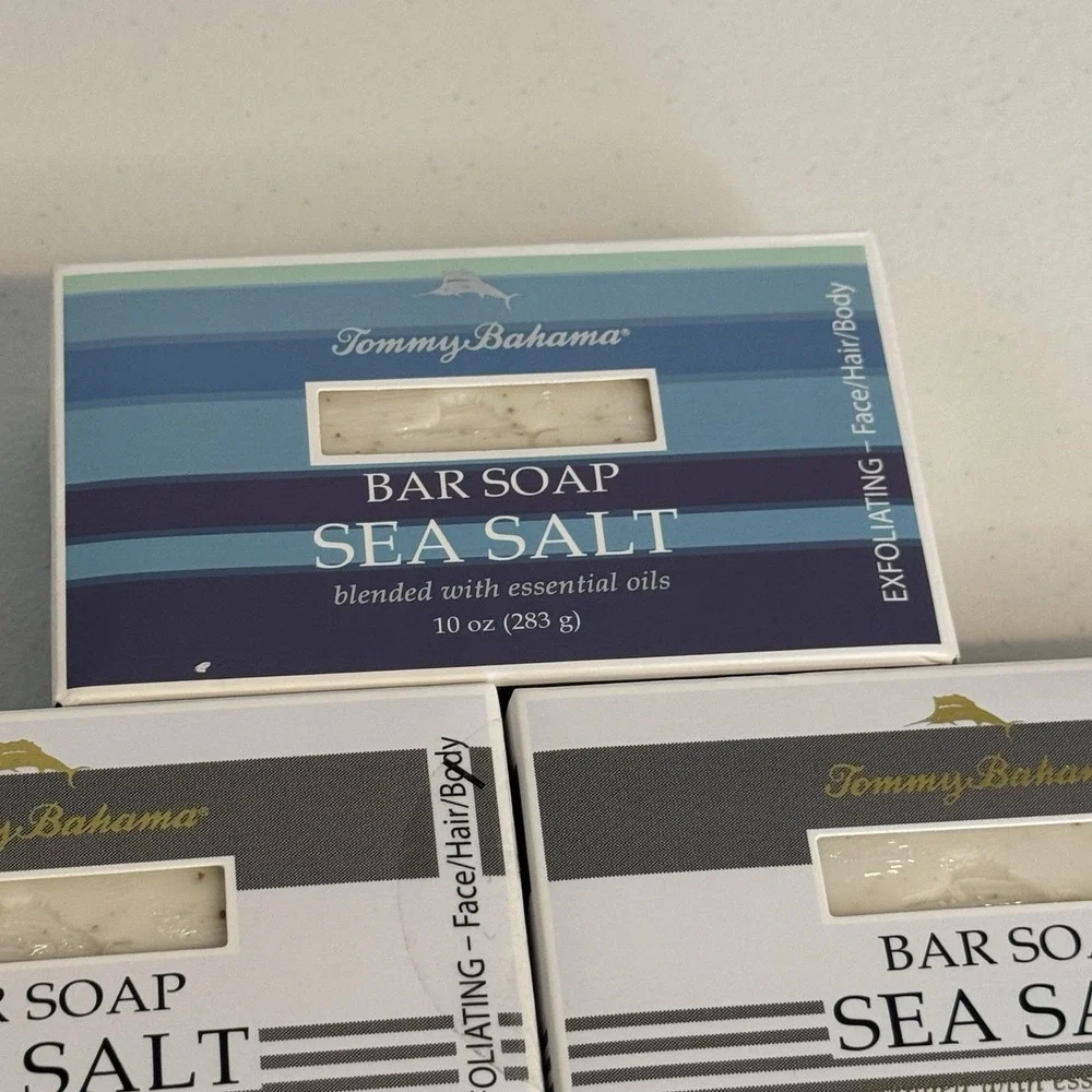 3-Pack Tommy Bahama ~ Sea Salt Bar Soap for Men with Essential Oils 10 oz Each